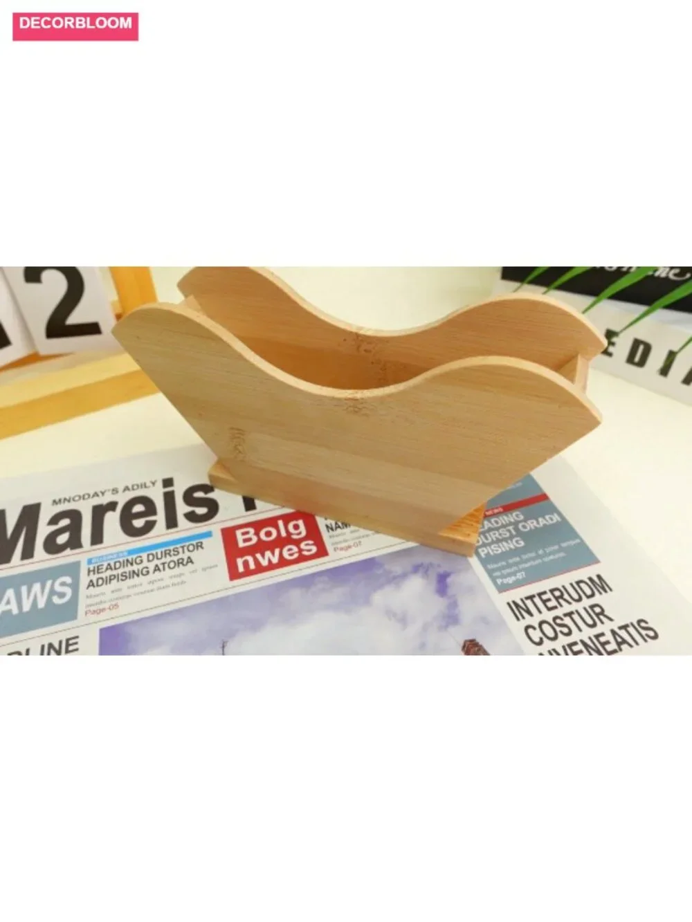 Solid Wood Farmhouse Coffee Filter Holder Storage Bamboo Color